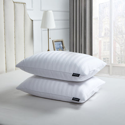 BeautyRest 500tc Damask Strip US Grown Cotton Softy-around Goose Feather and Down Pillow-Medium Firm